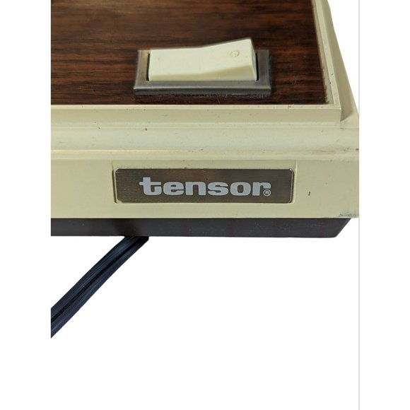 TENSOR Double Gooseneck Desk Lamp Brass Toned Vtg Mid Century Modern Wood Grain - Picture 7 of 9